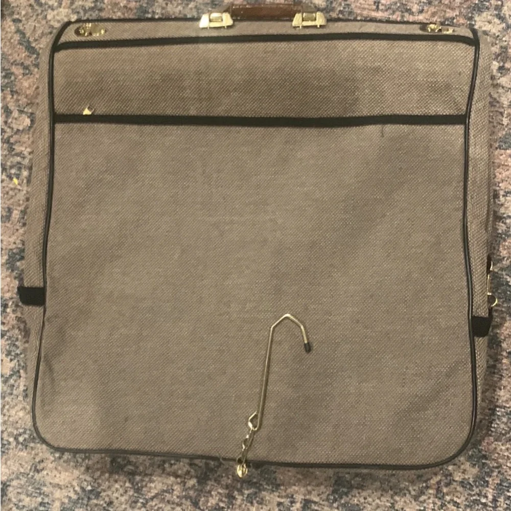 Vintage Oscar de La Renta Tweed Garment Bag with Brown Trim